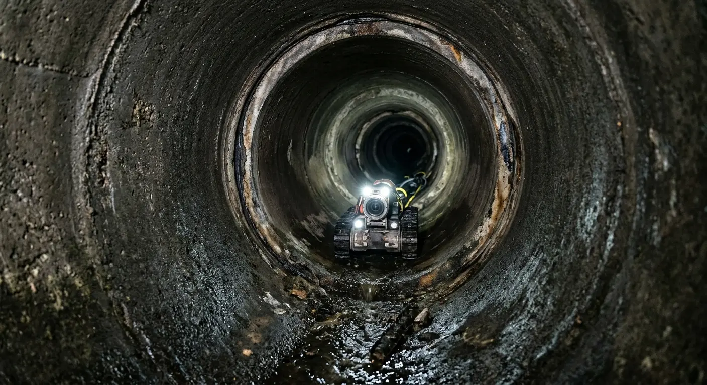 Robotic sewer camera inspecting pipe interior for Sewer Line Repair in Sharonville
